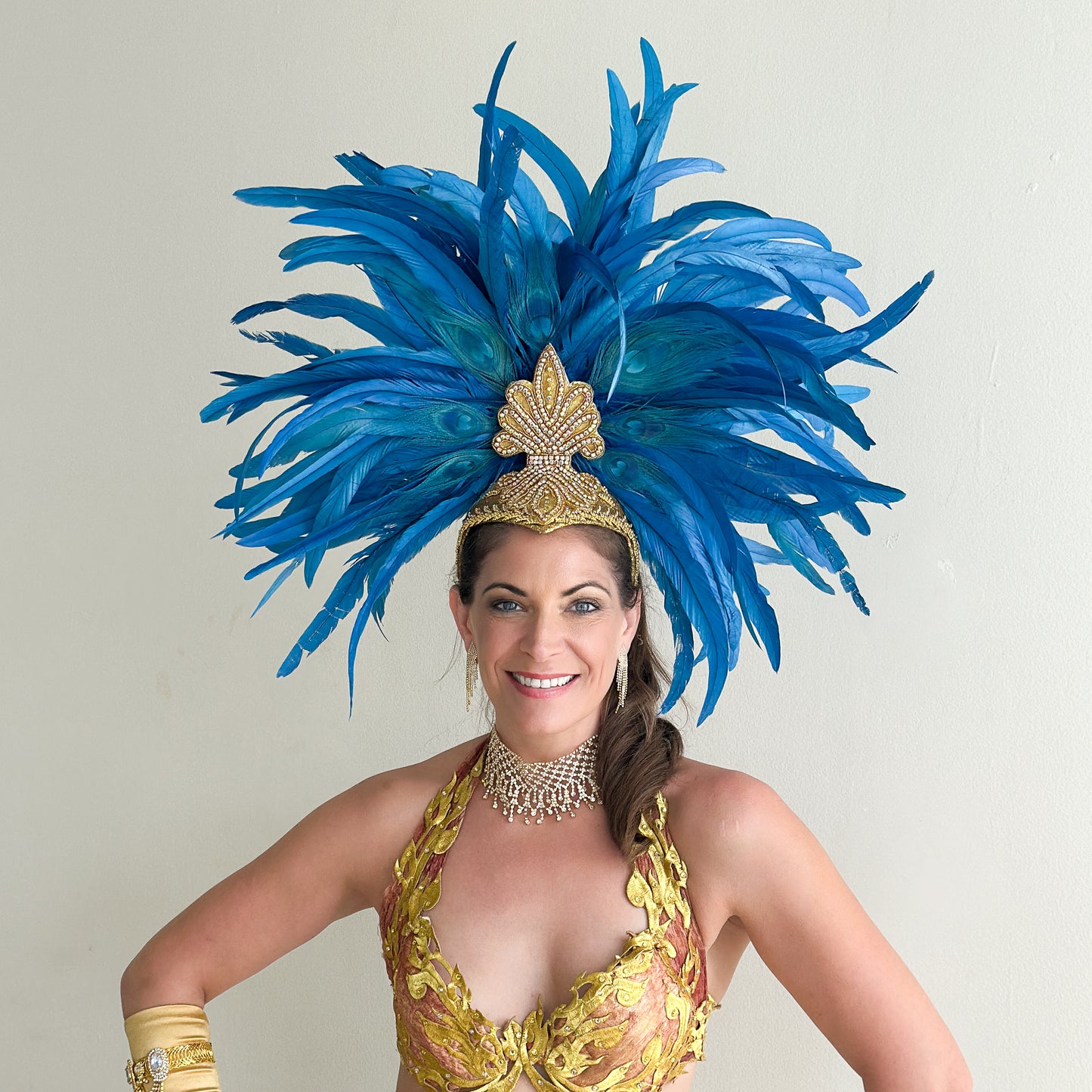 Zizi Dark Turquoise Showgirl Feather Headpiece