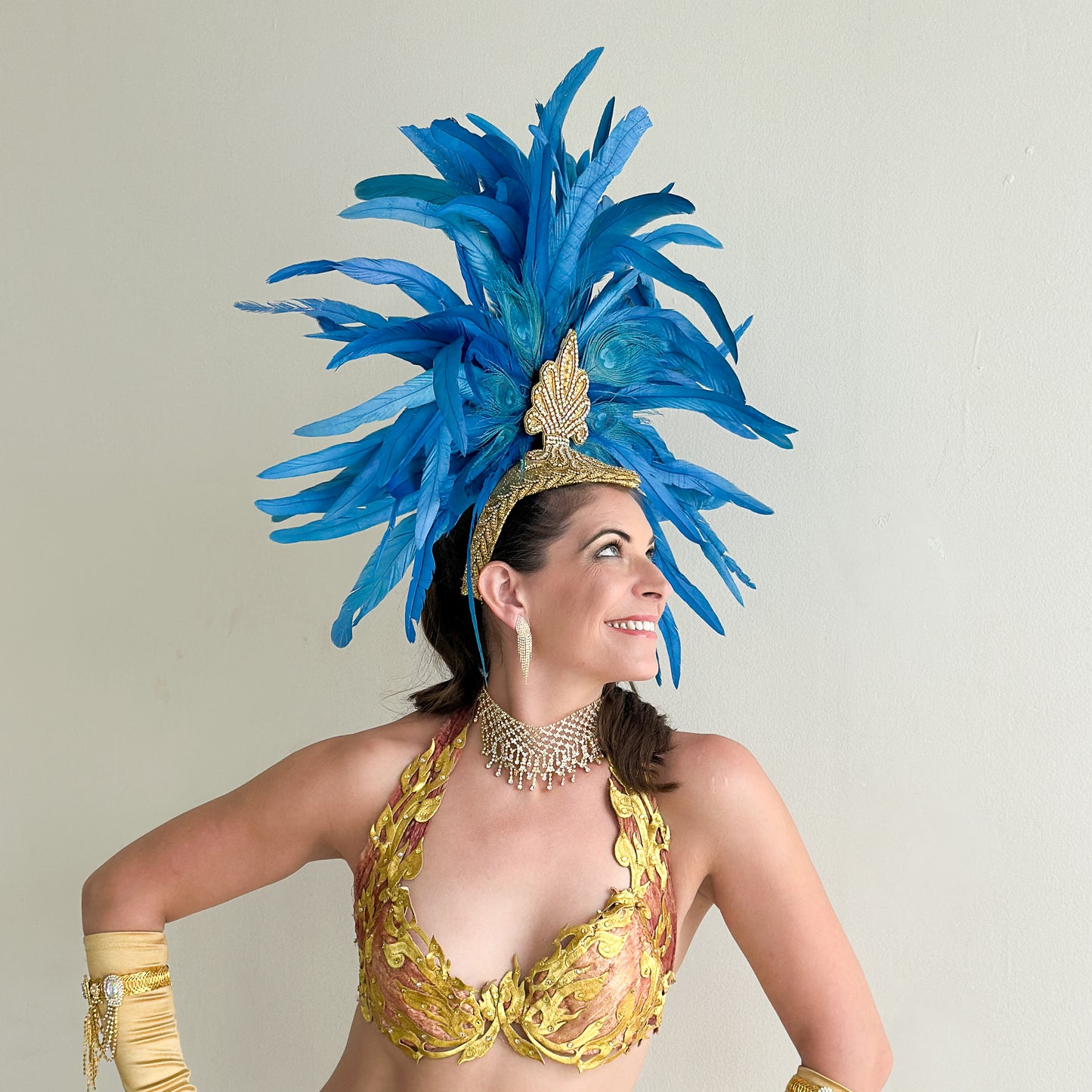 Zizi Dark Turquoise Showgirl Feather Headpiece