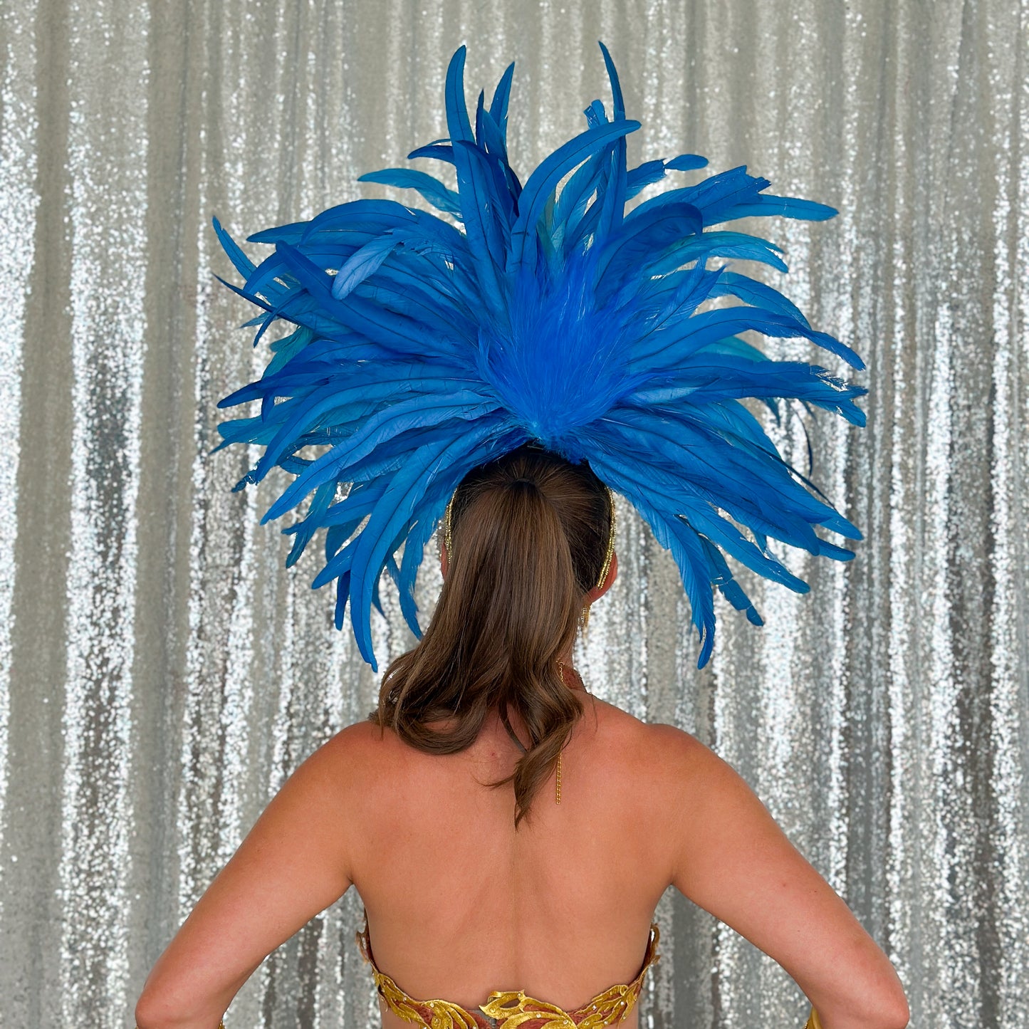 Zizi Dark Turquoise Showgirl Feather Headpiece