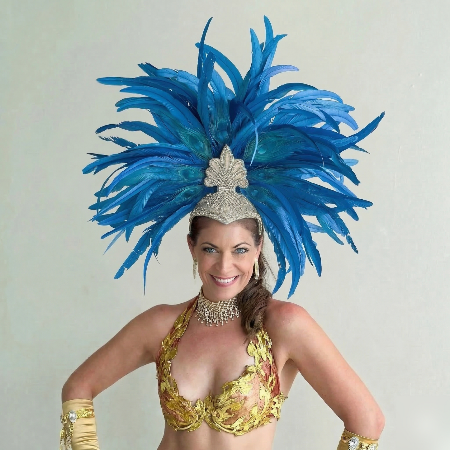 Zizi Dark Turquoise Showgirl Feather Headpiece