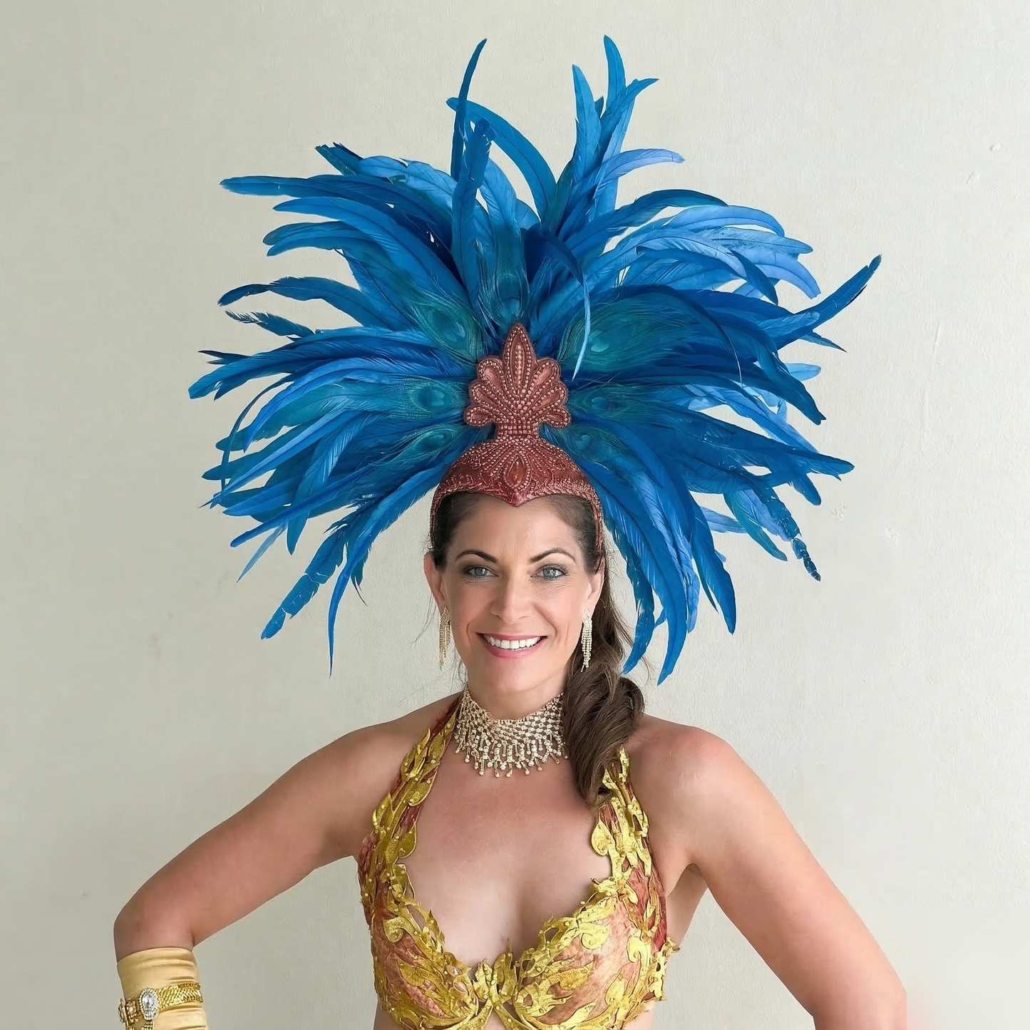 Zizi Dark Turquoise Showgirl Feather Headpiece
