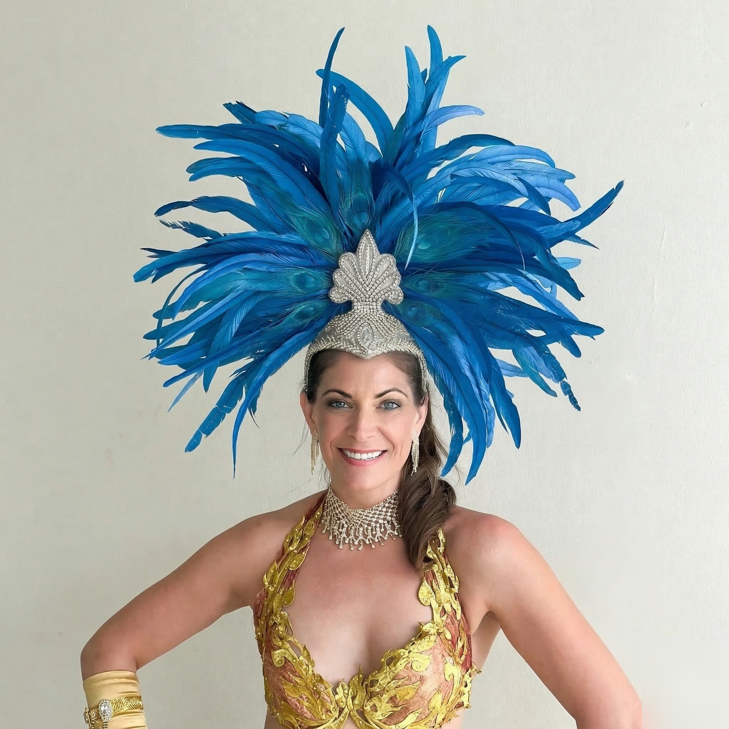 Zizi Dark Turquoise Showgirl Feather Headpiece