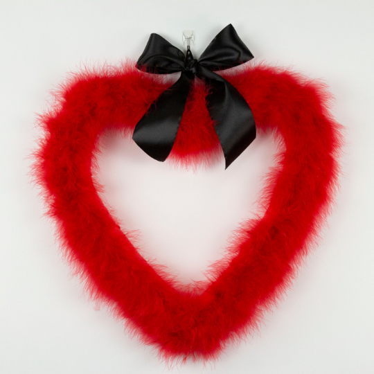 Decorative Red Heart Shaped Feather Wreath Wall Art - Feathers