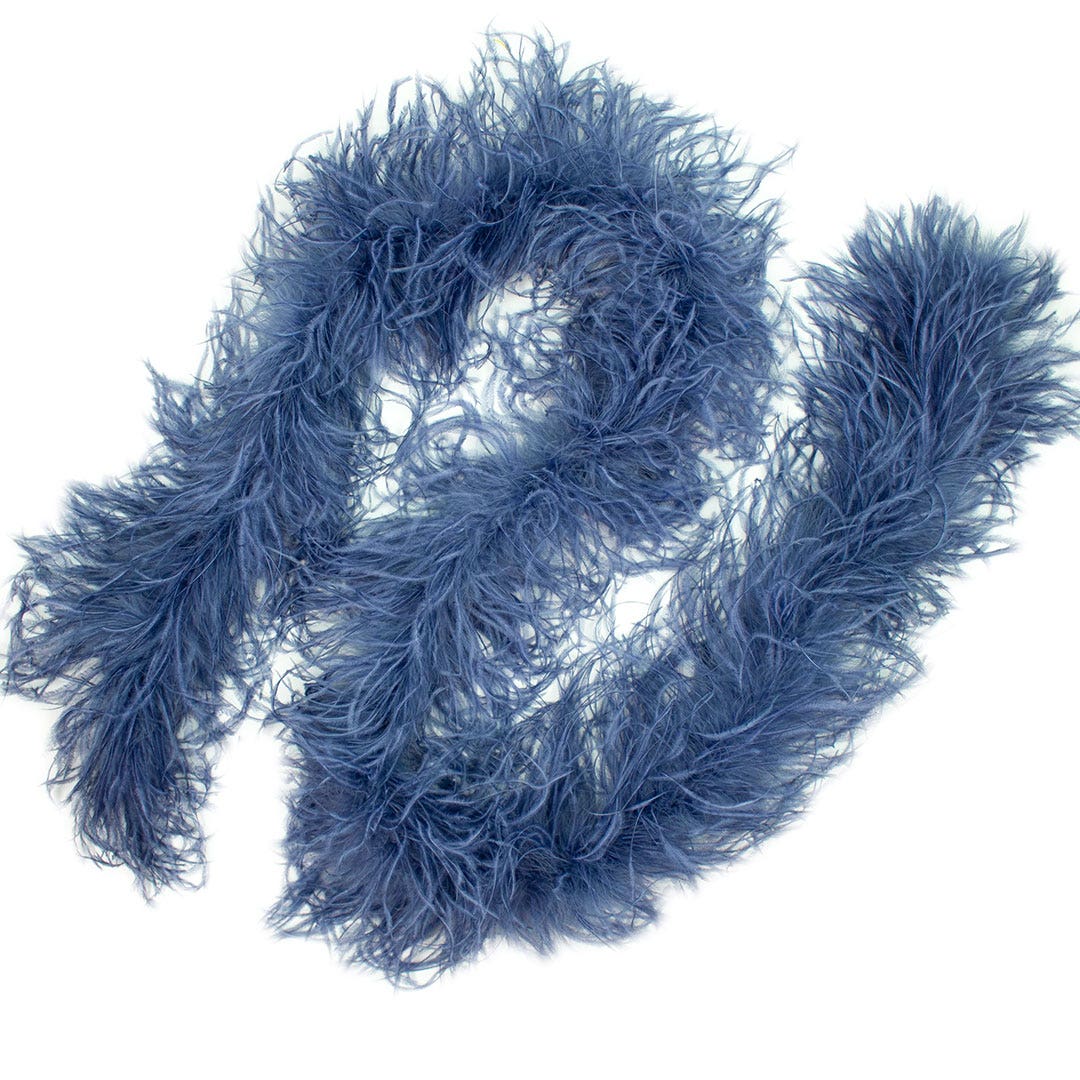 Denim Blue 2 Ply Ostrich Feather Boa - Feathers