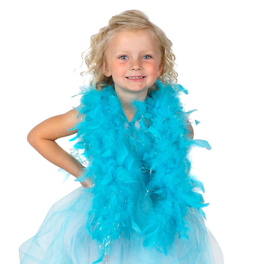 Dress Up Feather Boa for Little Girls - Ice Turquoise/Opal Lurex - Chandelle Boa