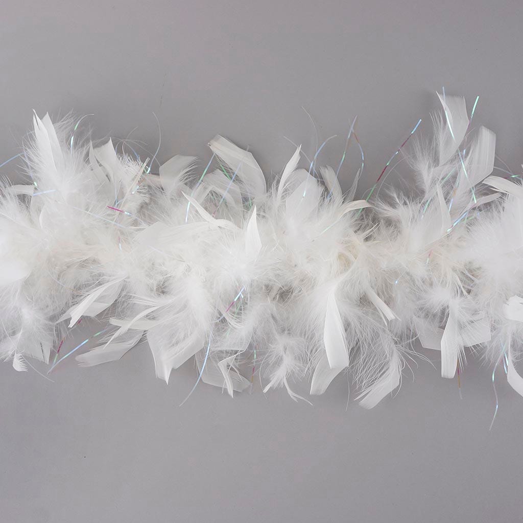 Dress Up Feather Boa for Little Girls - White/Opal Lurex - Chandelle Boa