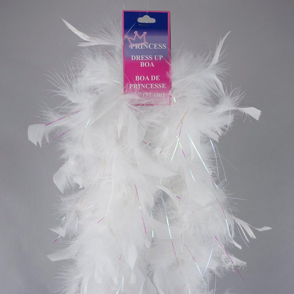 Dress Up Feather Boa for Little Girls - White/Opal Lurex - Chandelle Boa