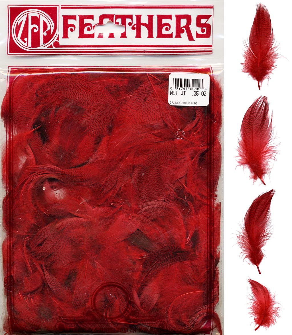 Duck Plumage Mallard Feathers - Red - Feathers