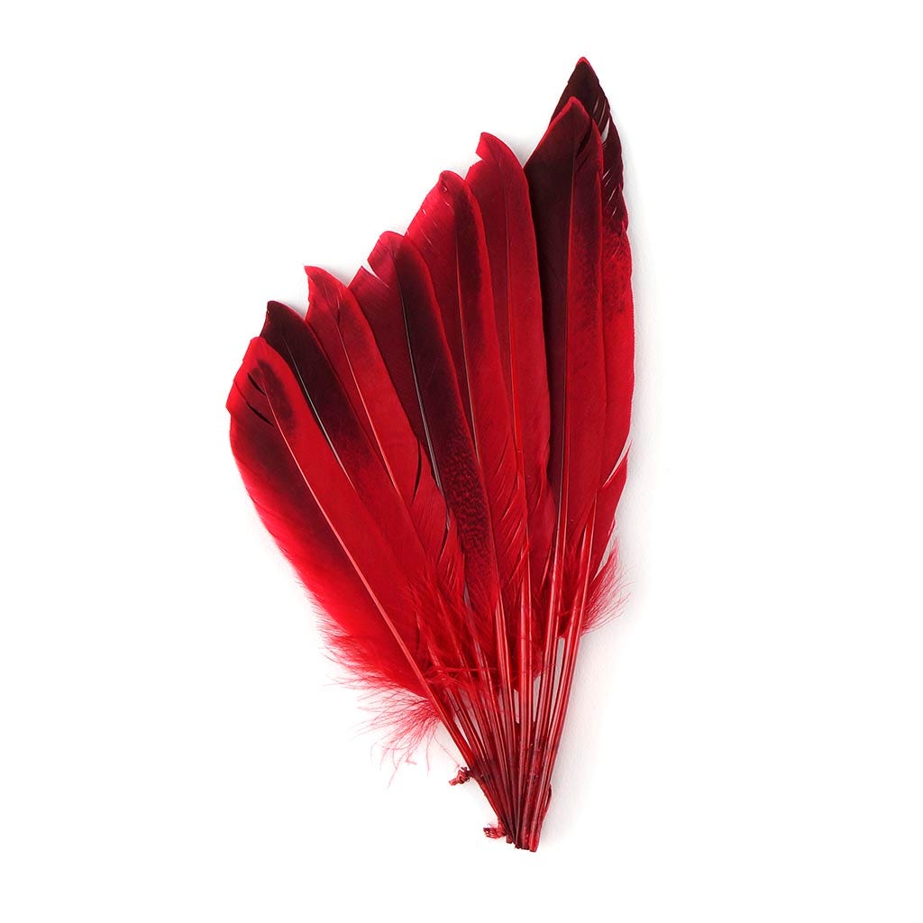 Duck Wing Fan Trim - Red - Feathers