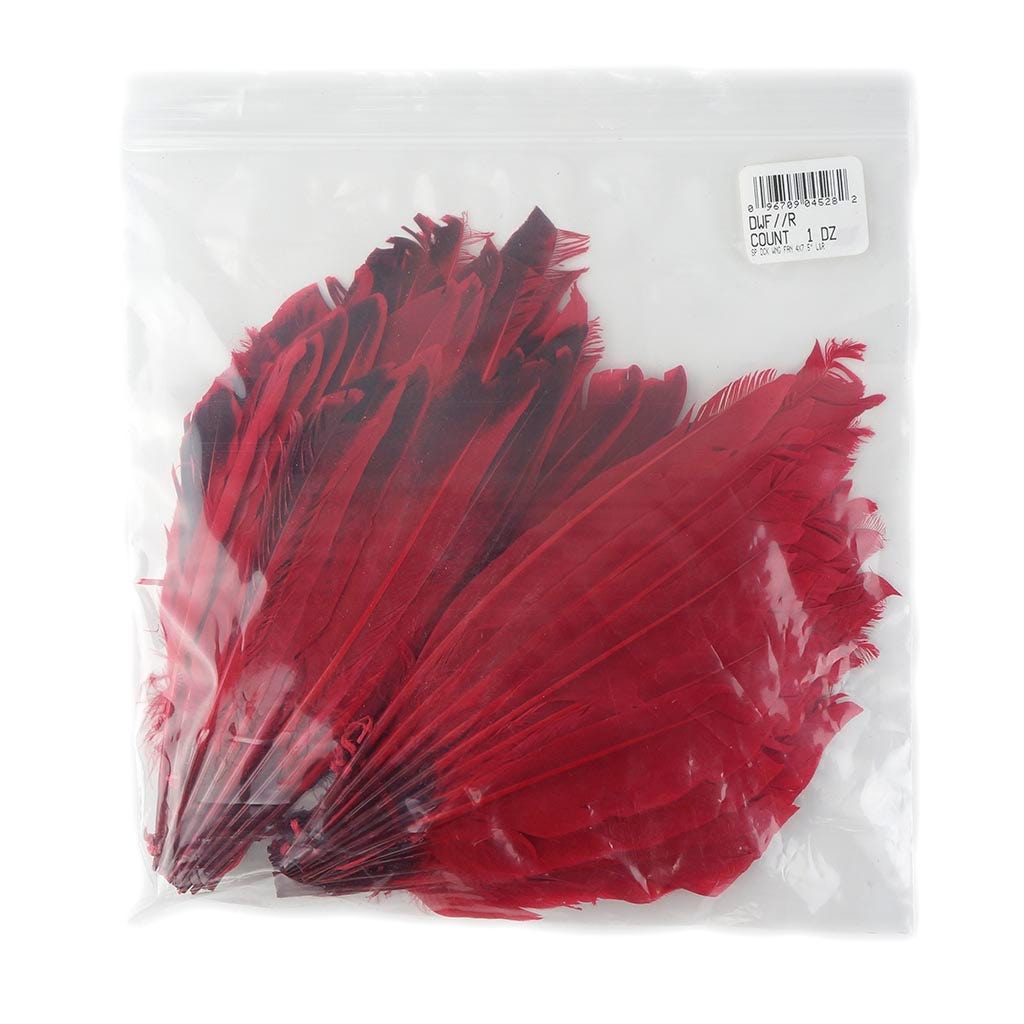 Duck Wing Fan Trim - Red - Feathers