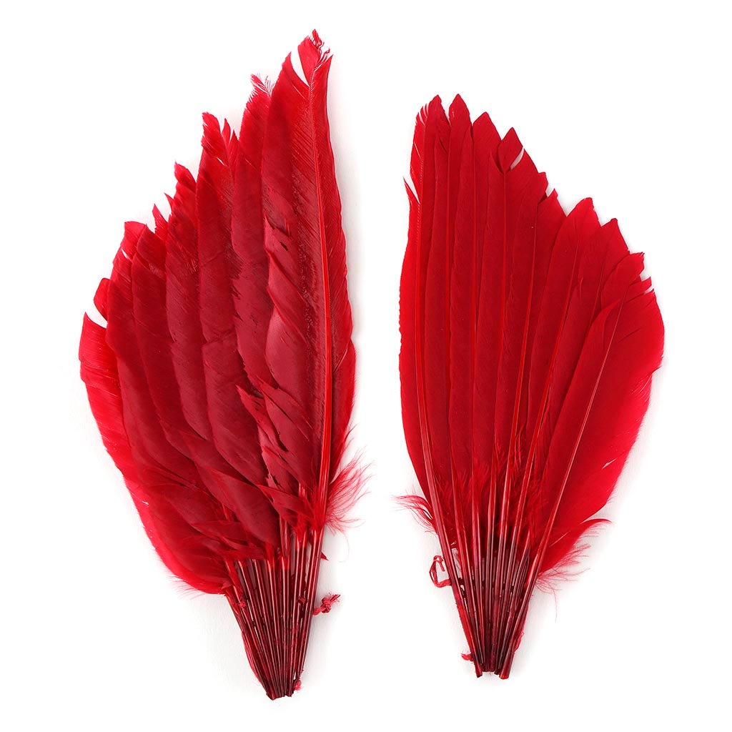 Duck Wing Fan Trim - Red - Feathers