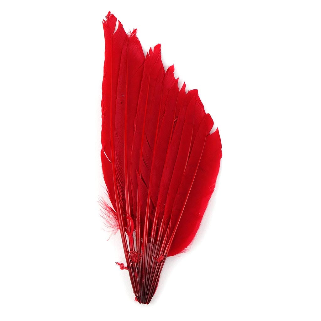 Duck Wing Fan Trim - Red - Feathers