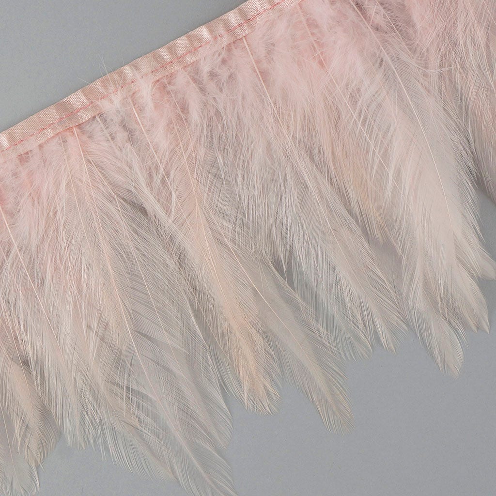 Dyed Hackle Feather Fringe Champagne - Feathers