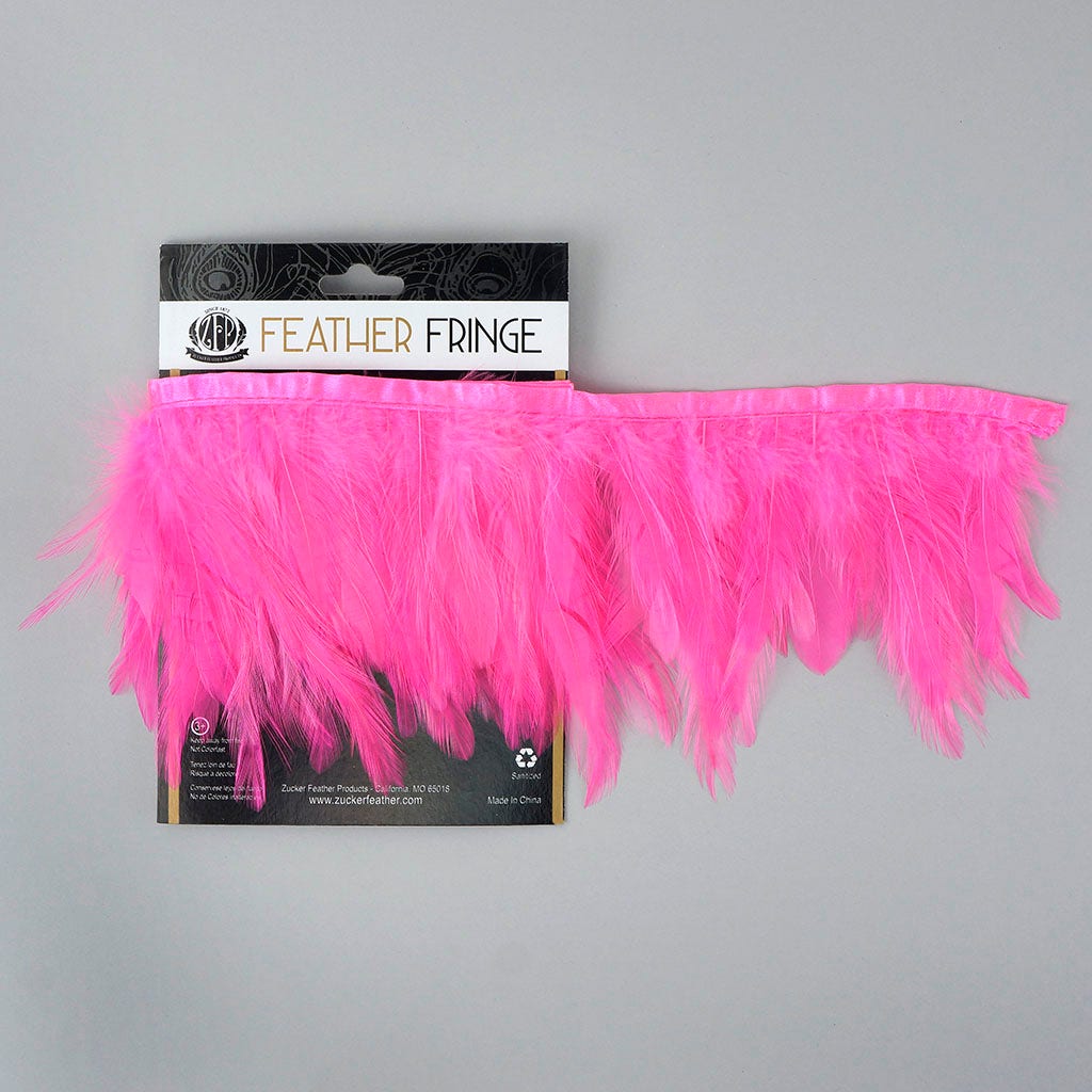 Dyed Hackle Feather Fringe Pink Orient - Feathers