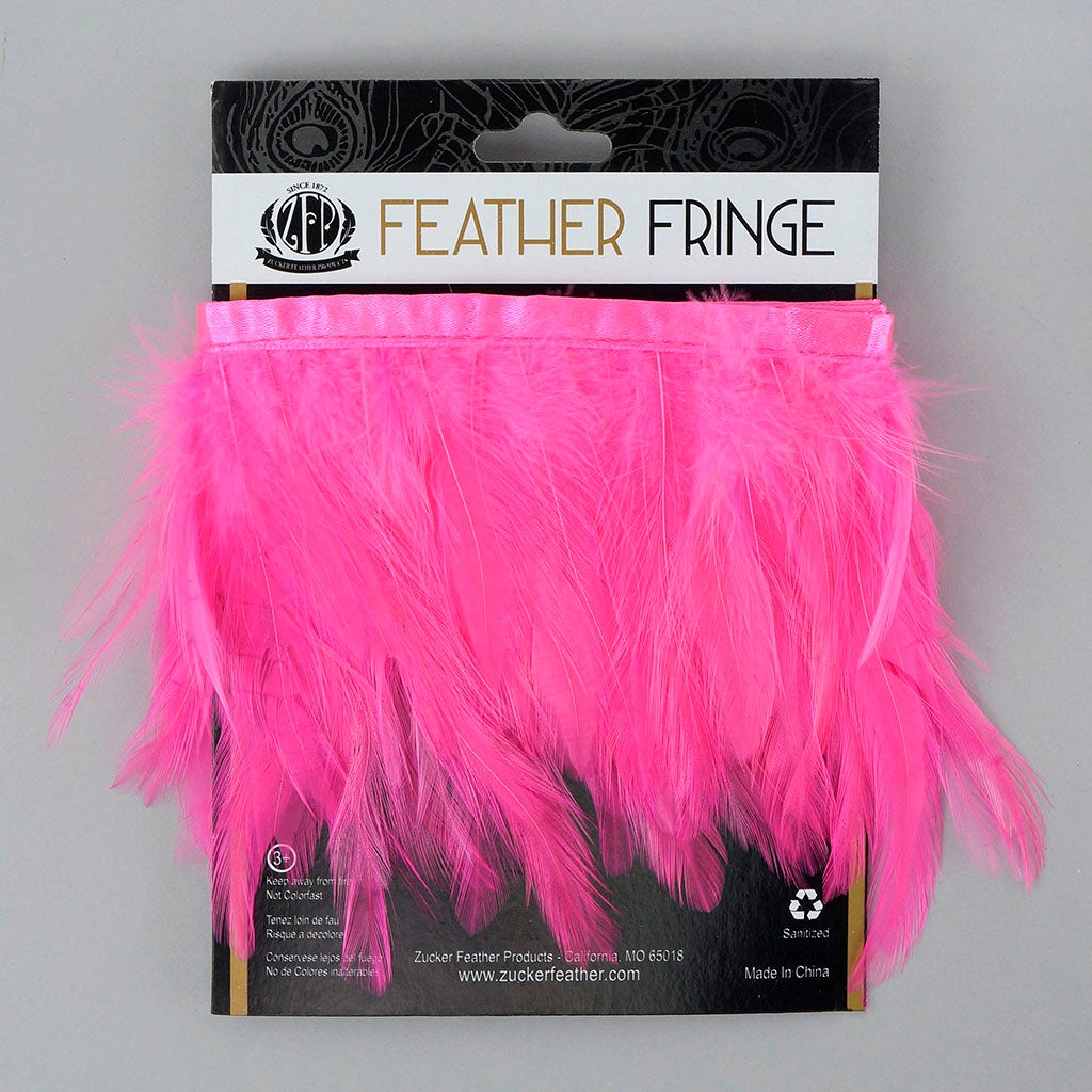 Dyed Hackle Feather Fringe Pink Orient - Feathers