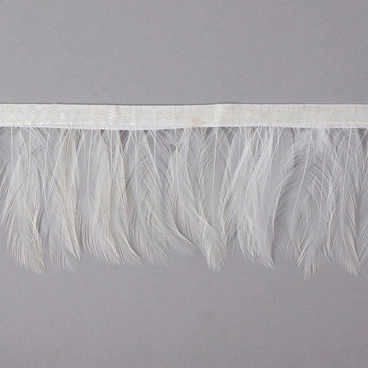 Dyed Hackle Feather Fringe - White - Feathers