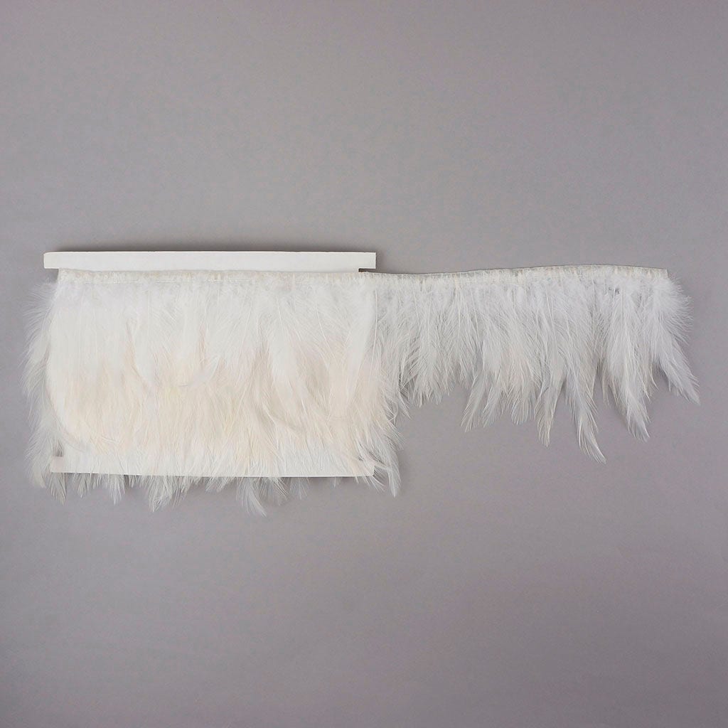 Dyed Hackle Feather Fringe - White - Feathers