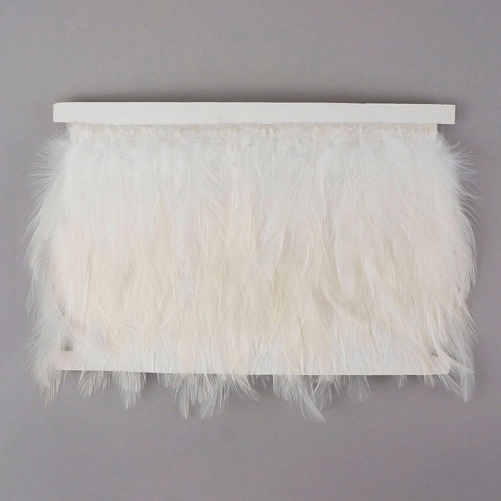 Dyed Hackle Feather Fringe - White - Feathers