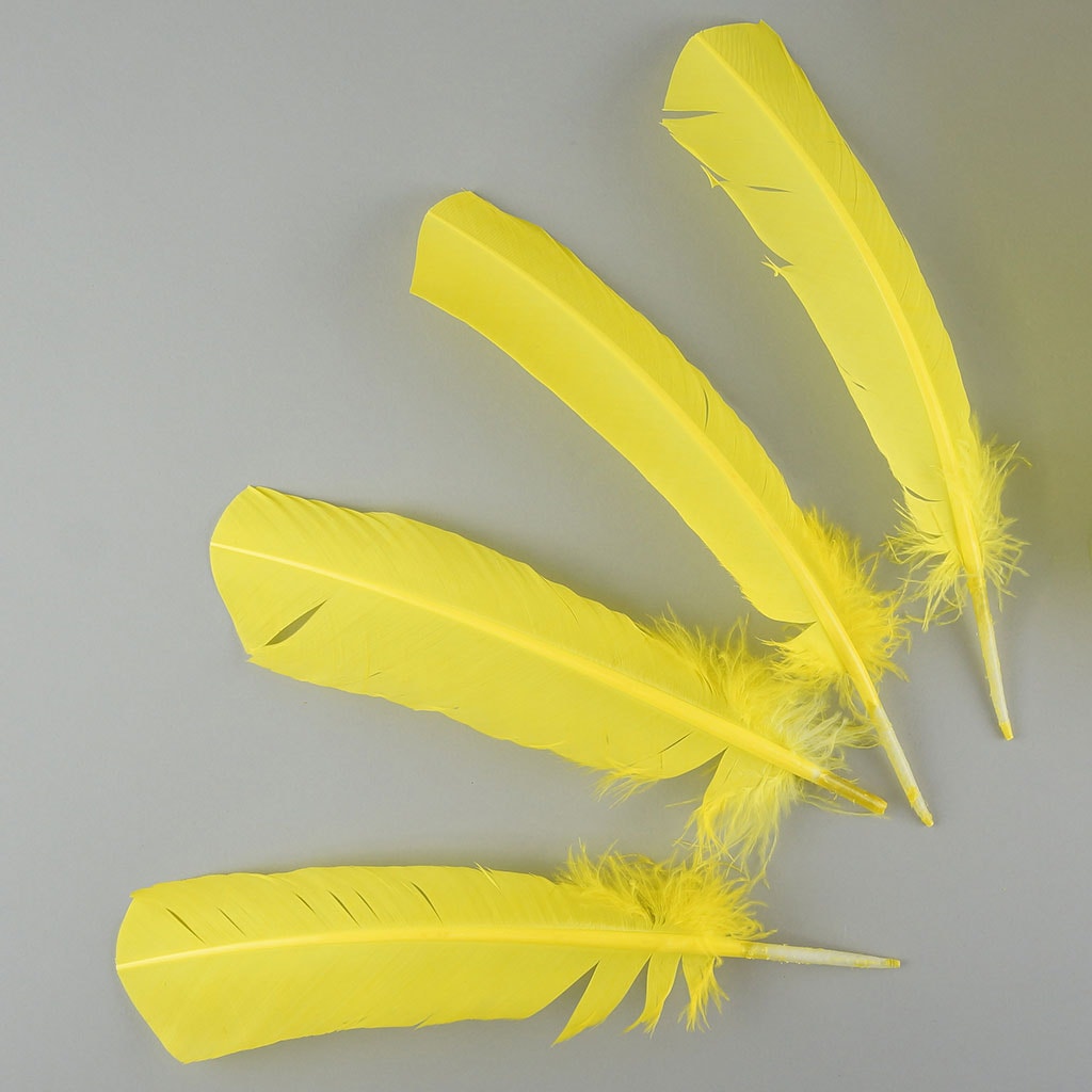 Dyed Turkey Quill Feathers - Fluorescent Yellow - Feathers