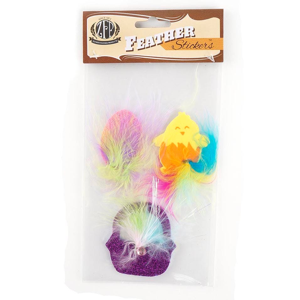 Easter Stickers w/Marabou Spring 3 pc - Spring Mix - Feathers