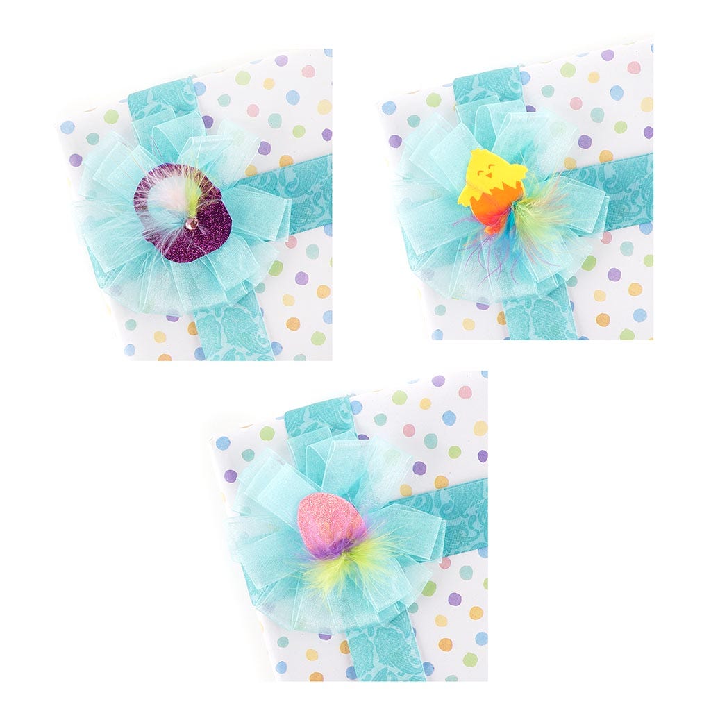 Easter Stickers w/Marabou Spring 3 pc - Spring Mix - Feathers