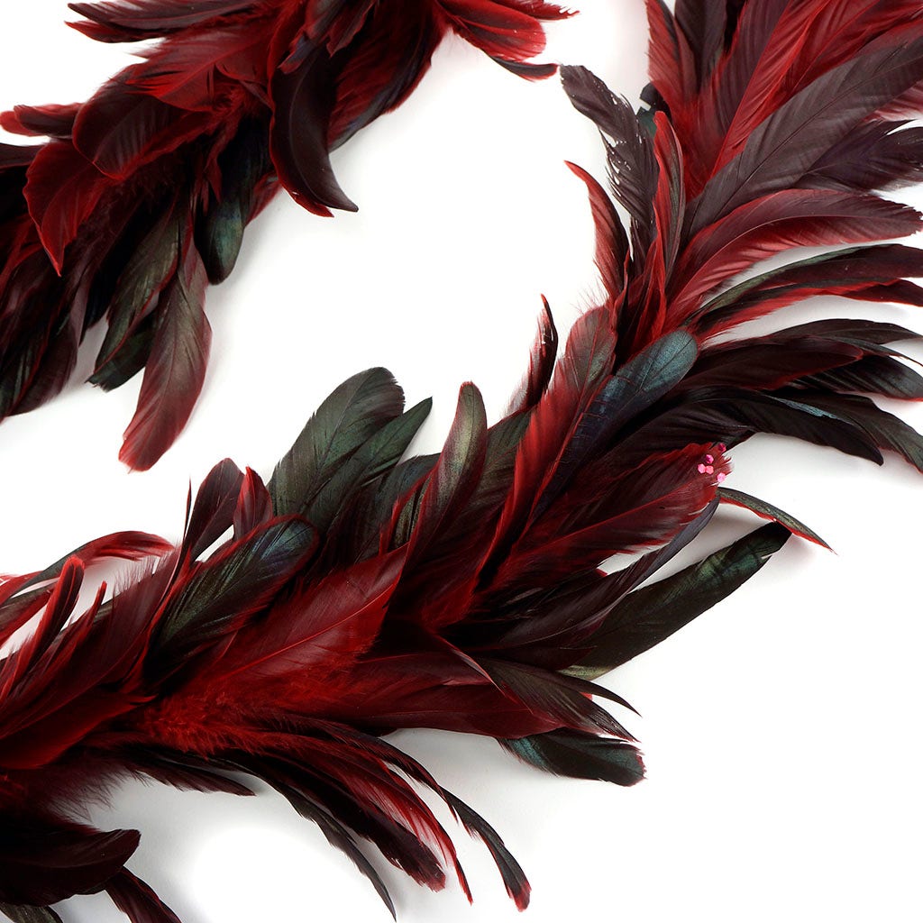 Elegant Red Feather Garland with Glitter Tips - Feathers