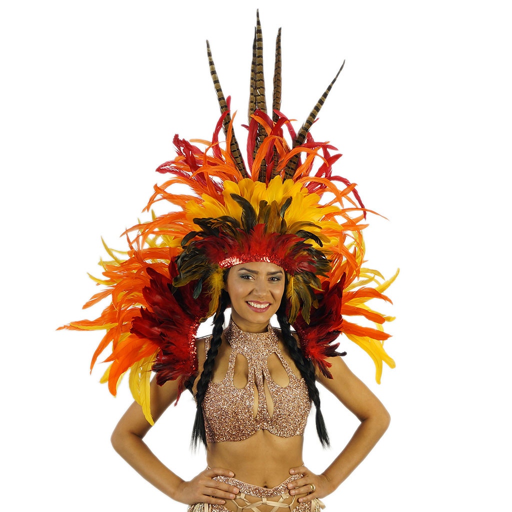 Empress Sun Feather Carnival Mardi-Gras Costume Set - Feathers