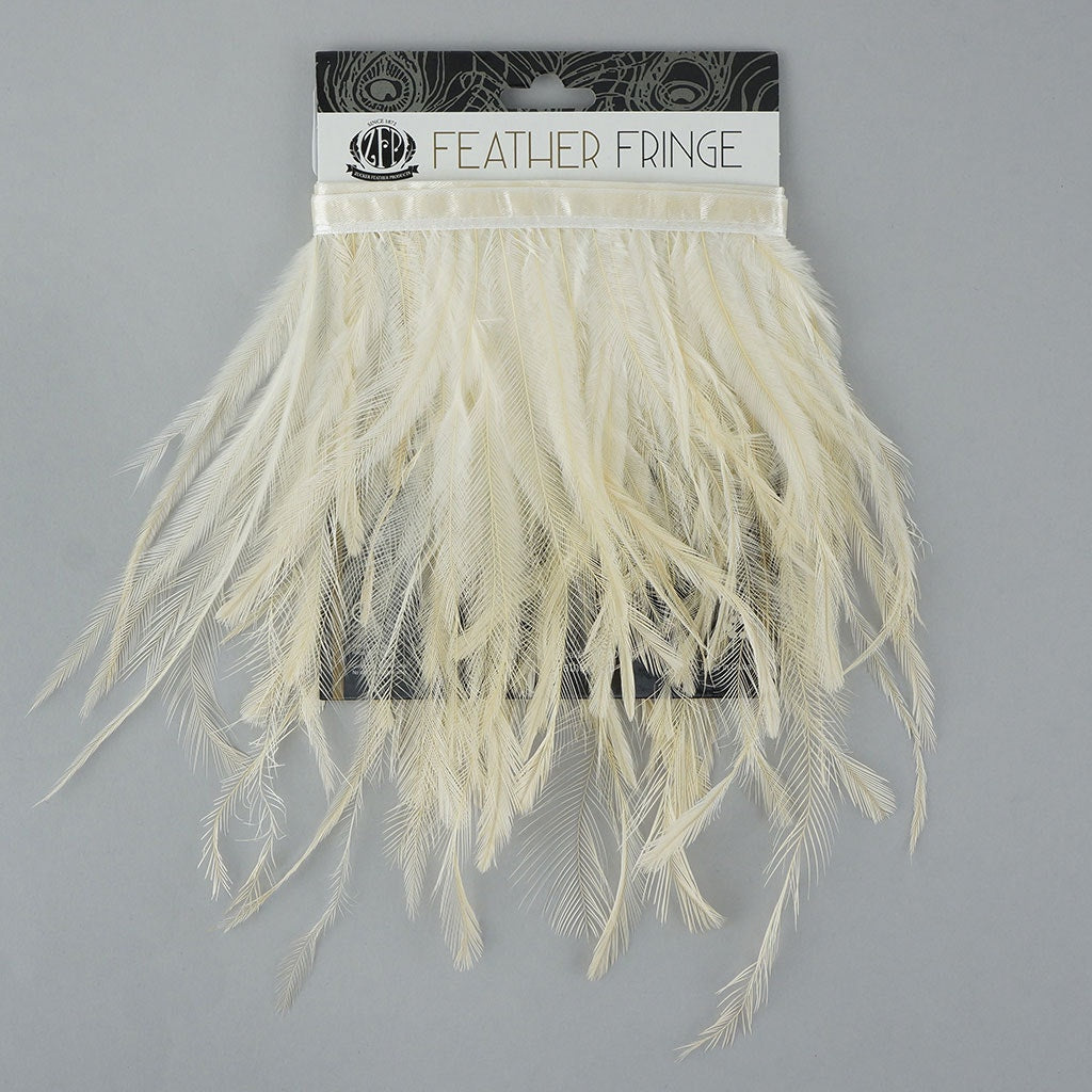 Emu Feather Fringe 1yd Ivory - Feathers