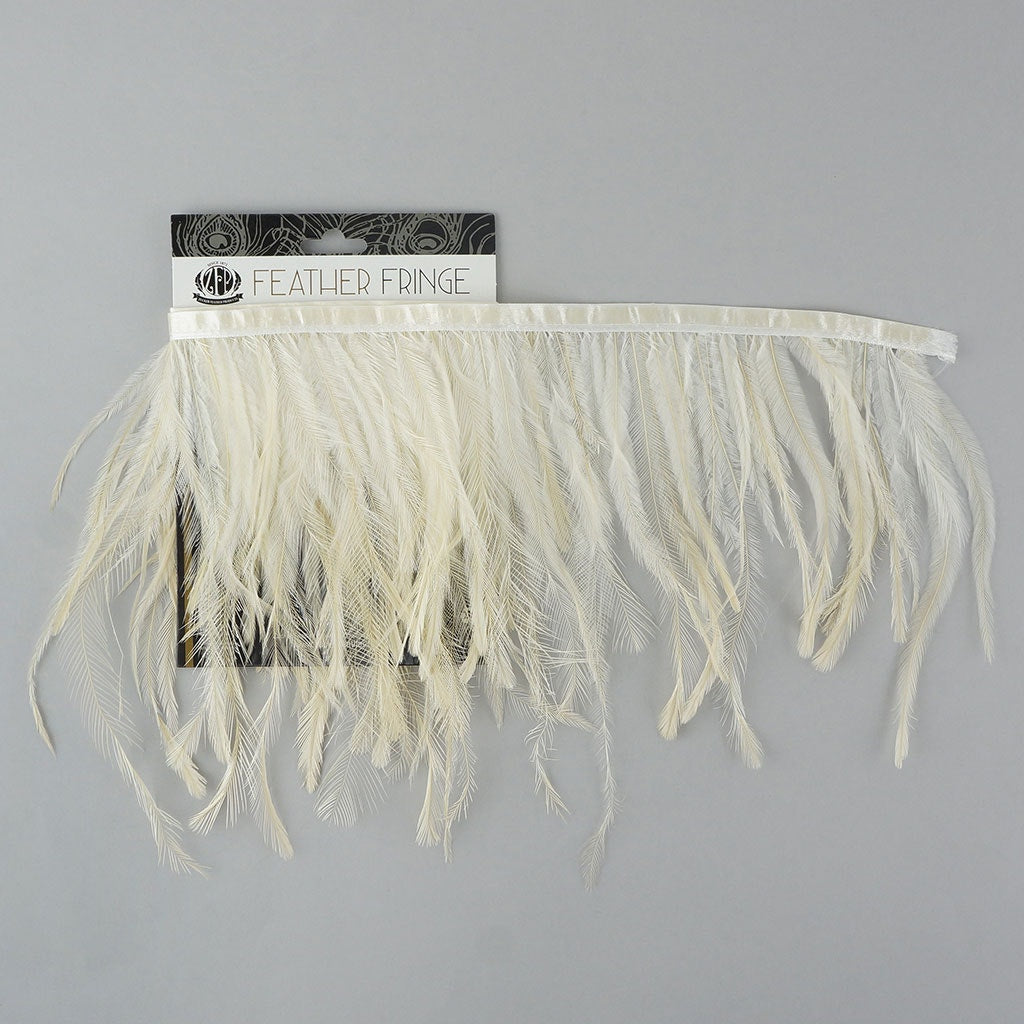 Emu Feather Fringe 1yd Ivory - Feathers