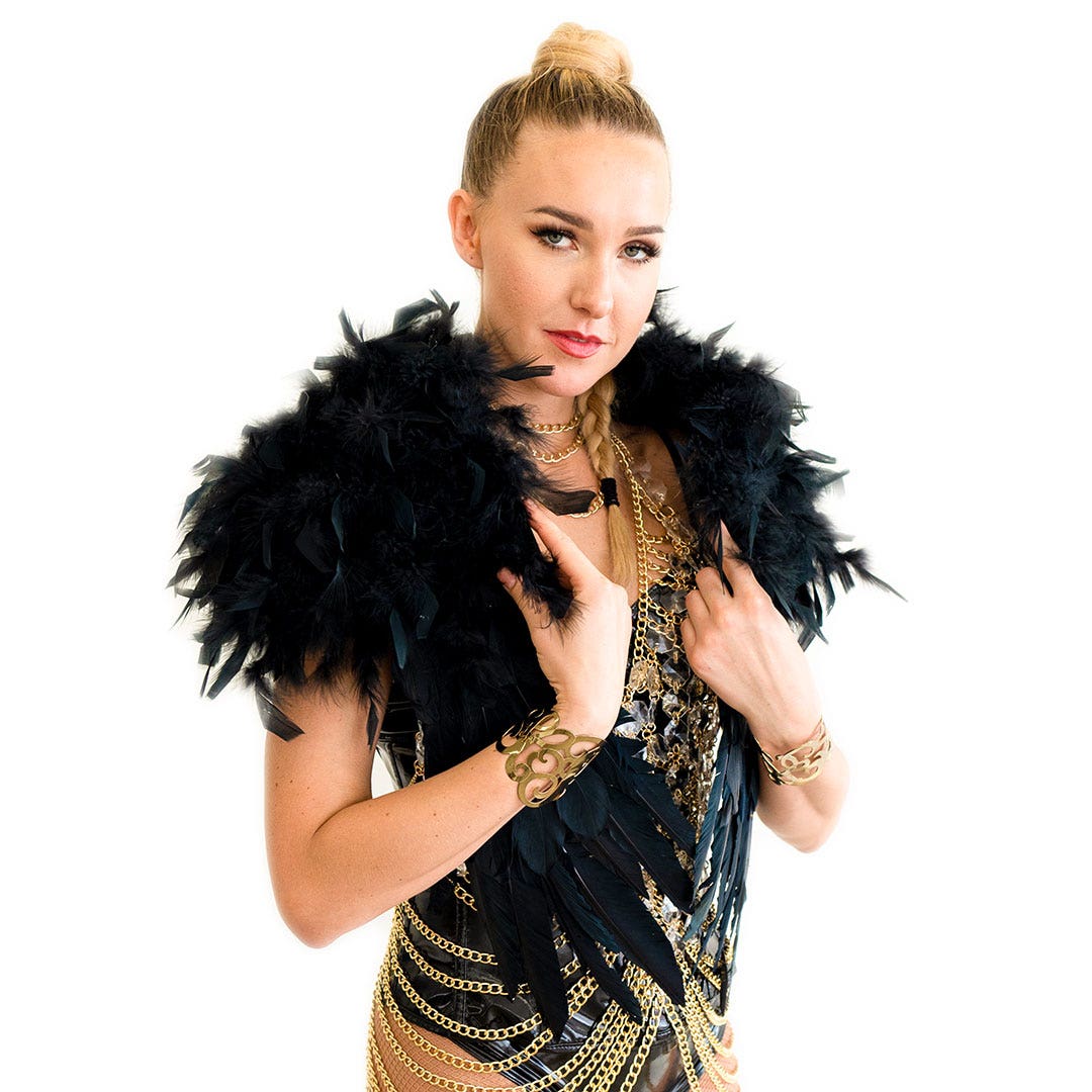 Epaulet - Shoulder Piece - Black - Feathers