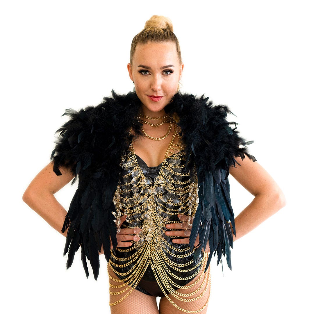 Epaulet - Shoulder Piece - Black - Feathers