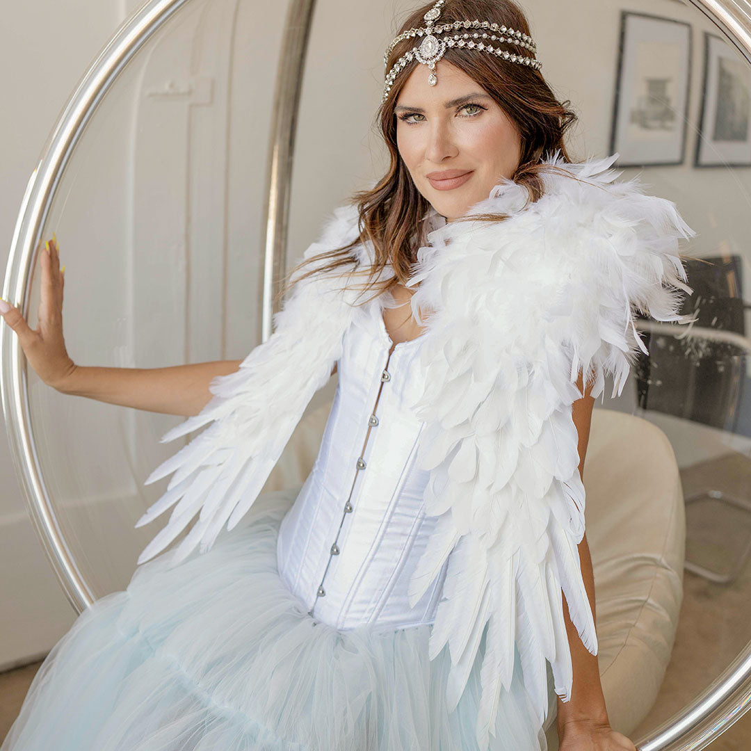 Epaulet - Shoulder Piece - White - Feathers