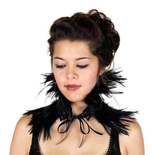 Evil Queen Black Feather Choker - 10’’ x 13.5’’ - Feathers