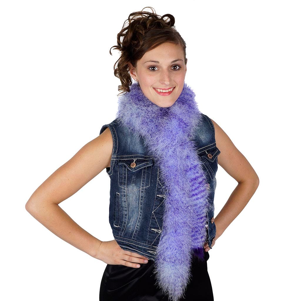 Extra Thick Stenciled Marabou Feather Boa - Violet/Regal - Marabou Boa