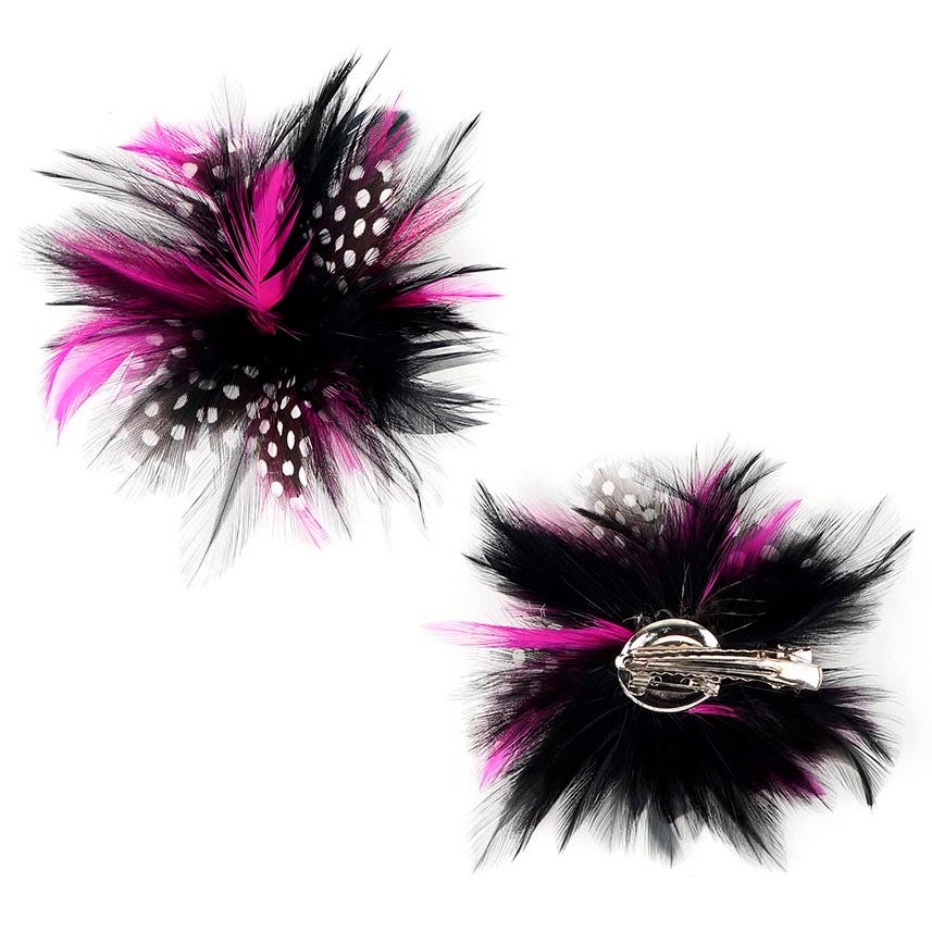 Feather Corsage-Hackle-Guinea - BL/SP/N - Feathers