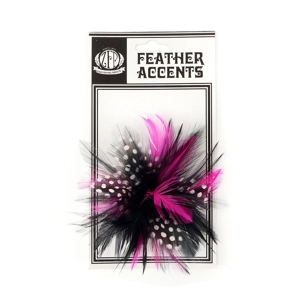 Feather Corsage-Hackle-Guinea - BL/SP/N - Feathers