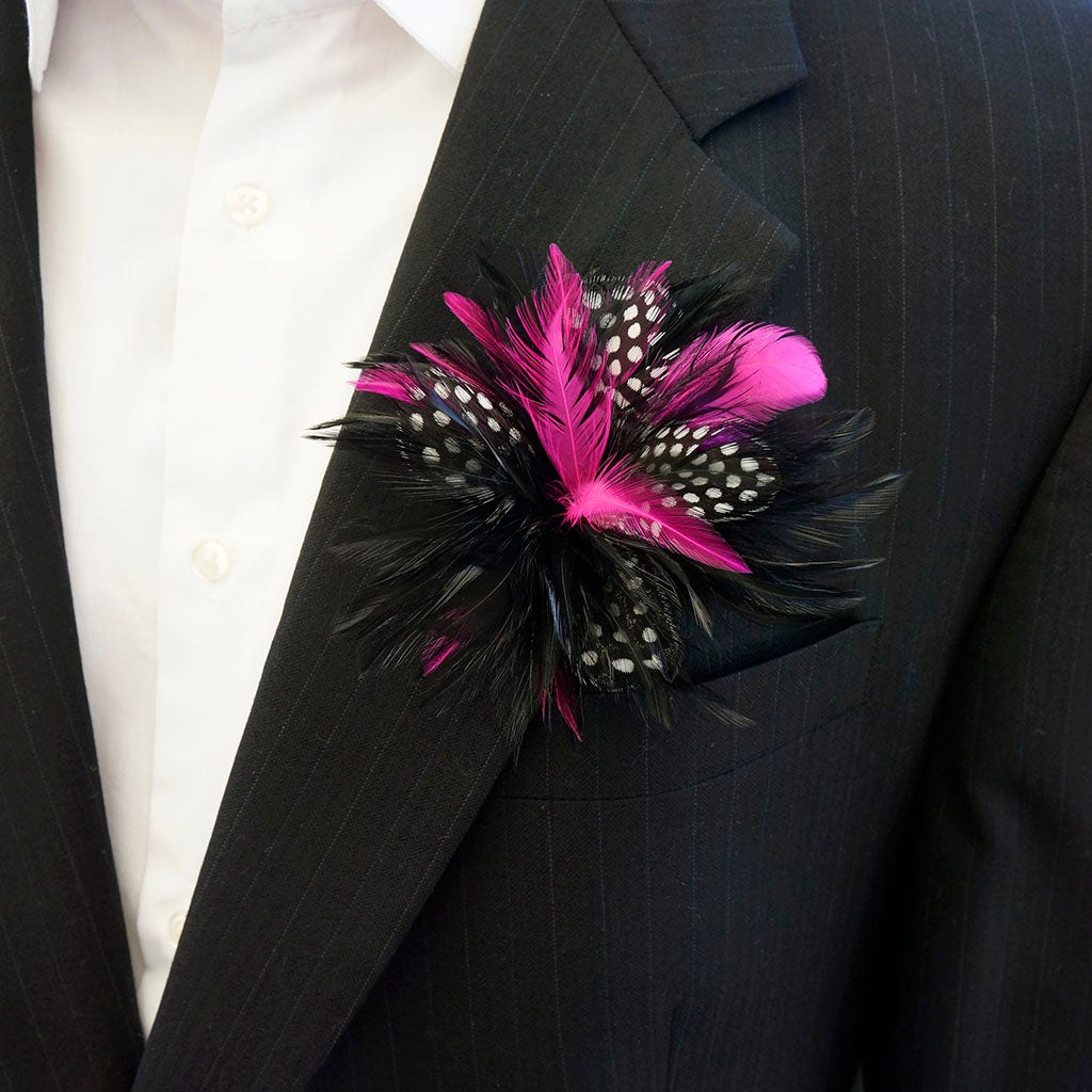 Feather Corsage-Hackle-Guinea - BL/SP/N - Feathers