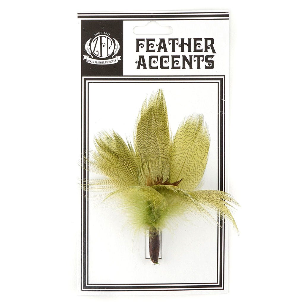 Feather Corsage w/Duck Mallard - Fl Chartreuse - Feathers