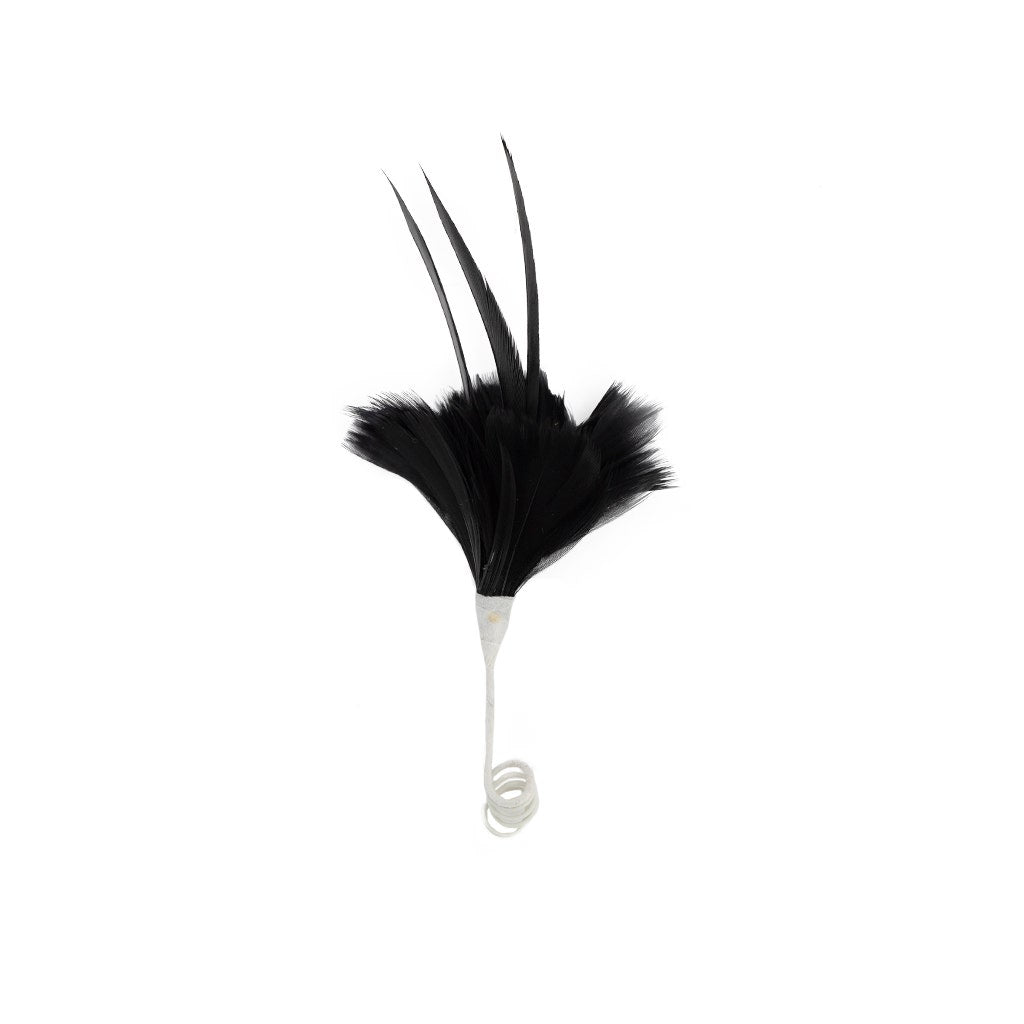 Feather Floral Pick w/Goose - Black - Feathers