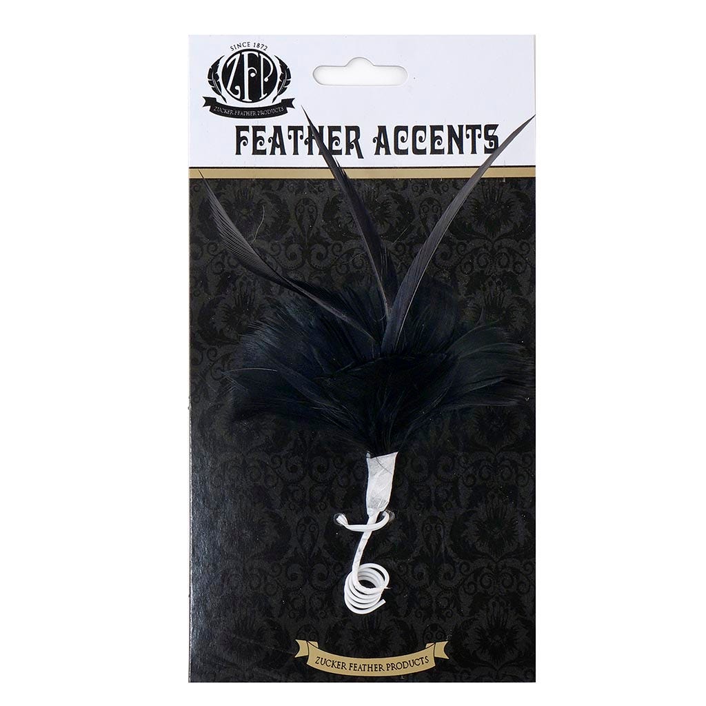 Feather Floral Pick w/Goose - Black - Feathers