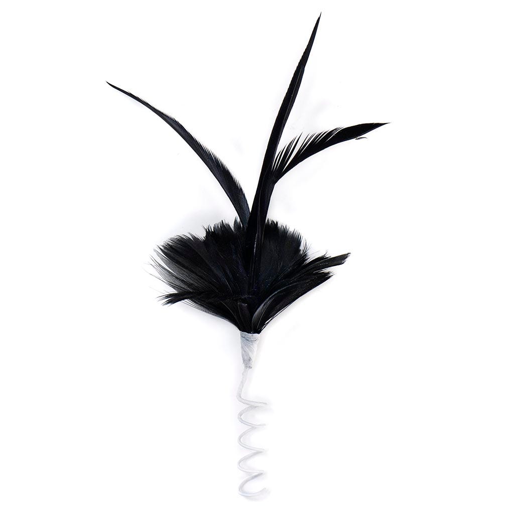 Feather Floral Pick w/Goose - Black - Feathers