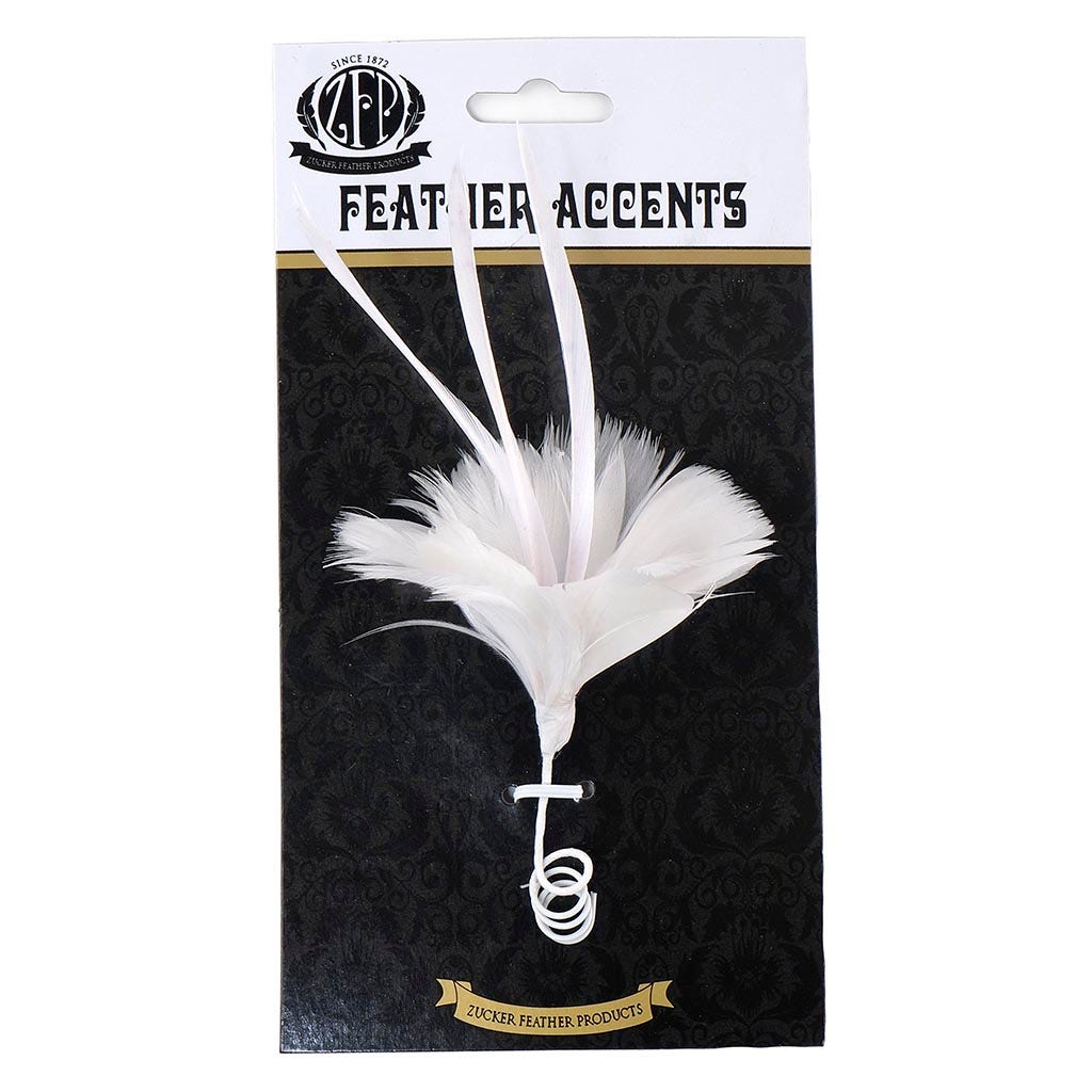 Feather Floral Pick w/Goose - White - Feathers