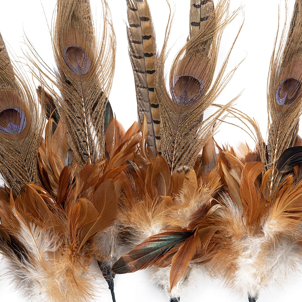 Feather Floral Stem - Pheasant - Peacock - Golden - Iridiscent - Natural - 12’’ - Feathers