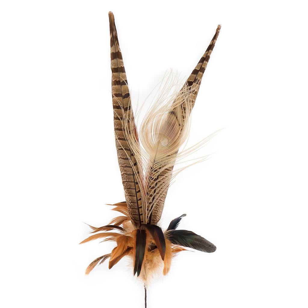 Feather Floral Stem - Pheasant - Peacock - Golden - Iridiscent - Natural - 12’’ - Feathers