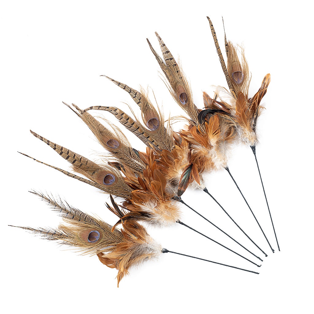 Feather Floral Stem - Pheasant - Peacock - Golden - Iridiscent - Natural - 12’’ - Feathers