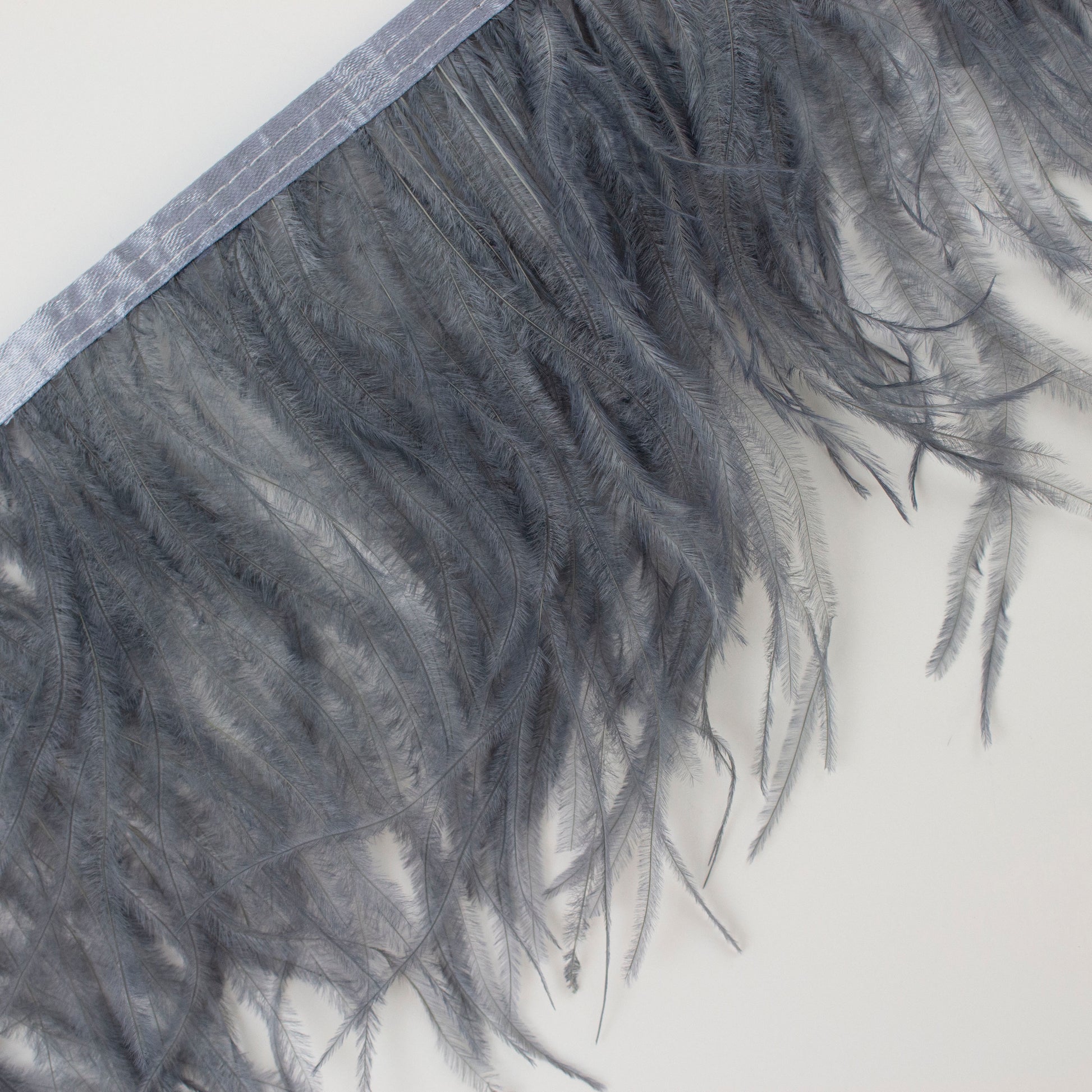 Feather Fringe | Ostrich Feathers 4-5” | Blue Dunn | 1 Yard - Feather Fringe