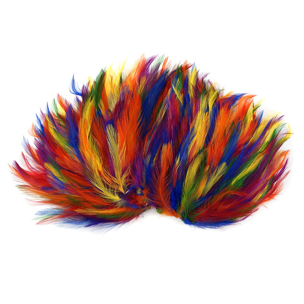 Feather Hackle Pads Mix Dyed - Rainbow Mix - Feathers