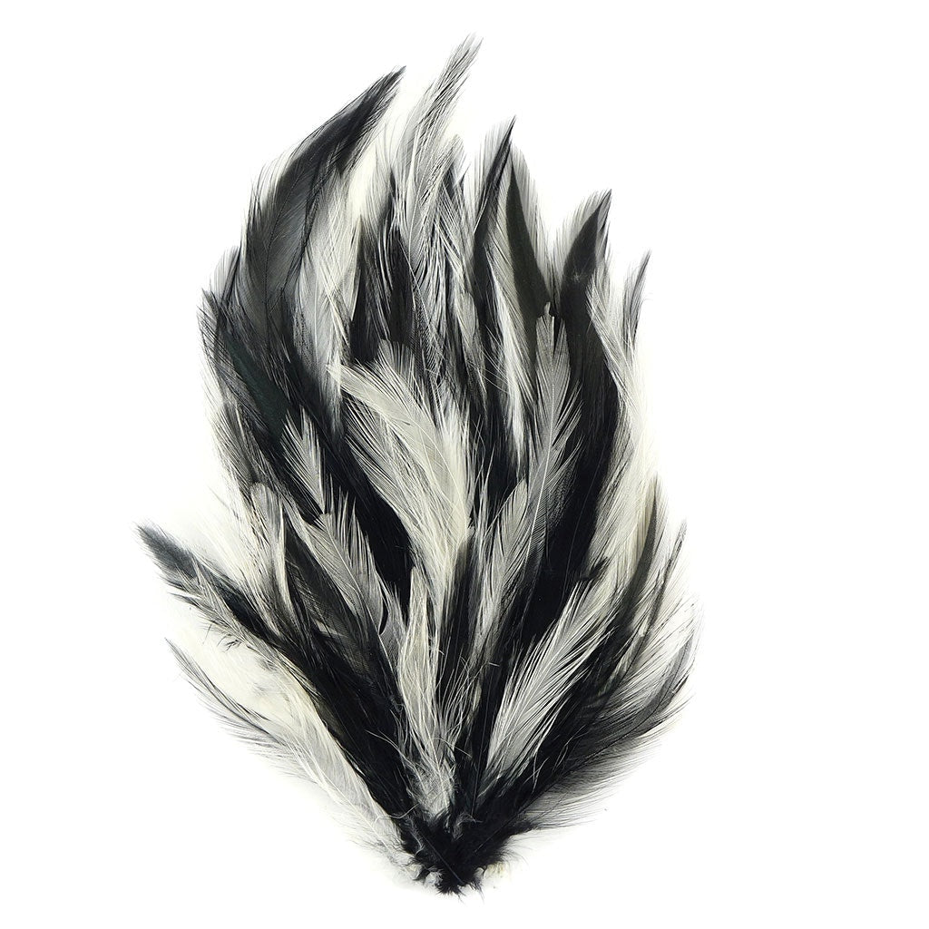 Feather Hackle Pads Mix Dyed - White/Black - Feathers