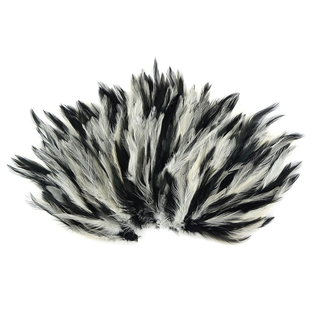 Feather Hackle Pads Mix Dyed - White/Black - Feathers