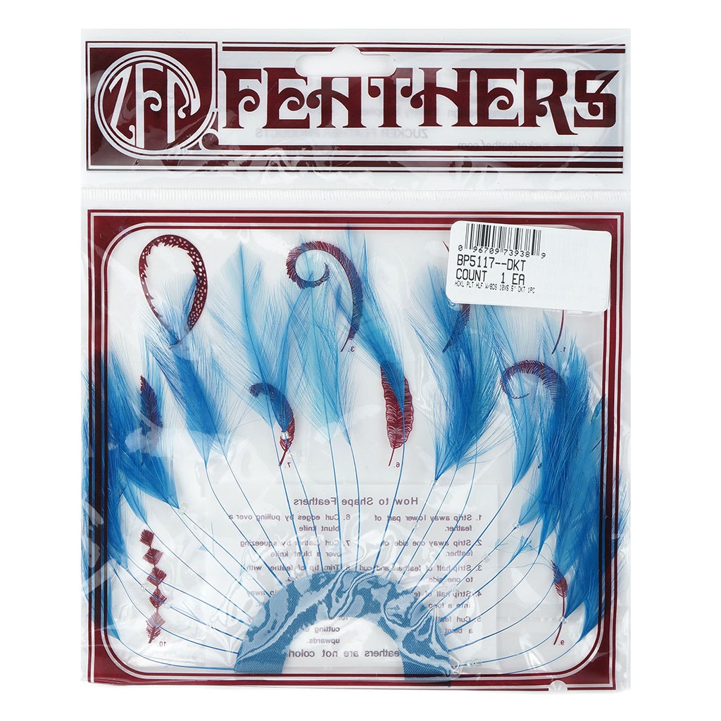 Feather Hackle Plate Trims with Beads - Dark Turquoise - Feathers